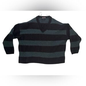 All Saints Black and Gray V-Neck Sweater